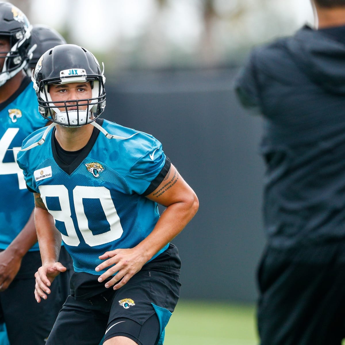 Tim Tebow gets into the end zone at Jacksonville Jaguars OTAs as