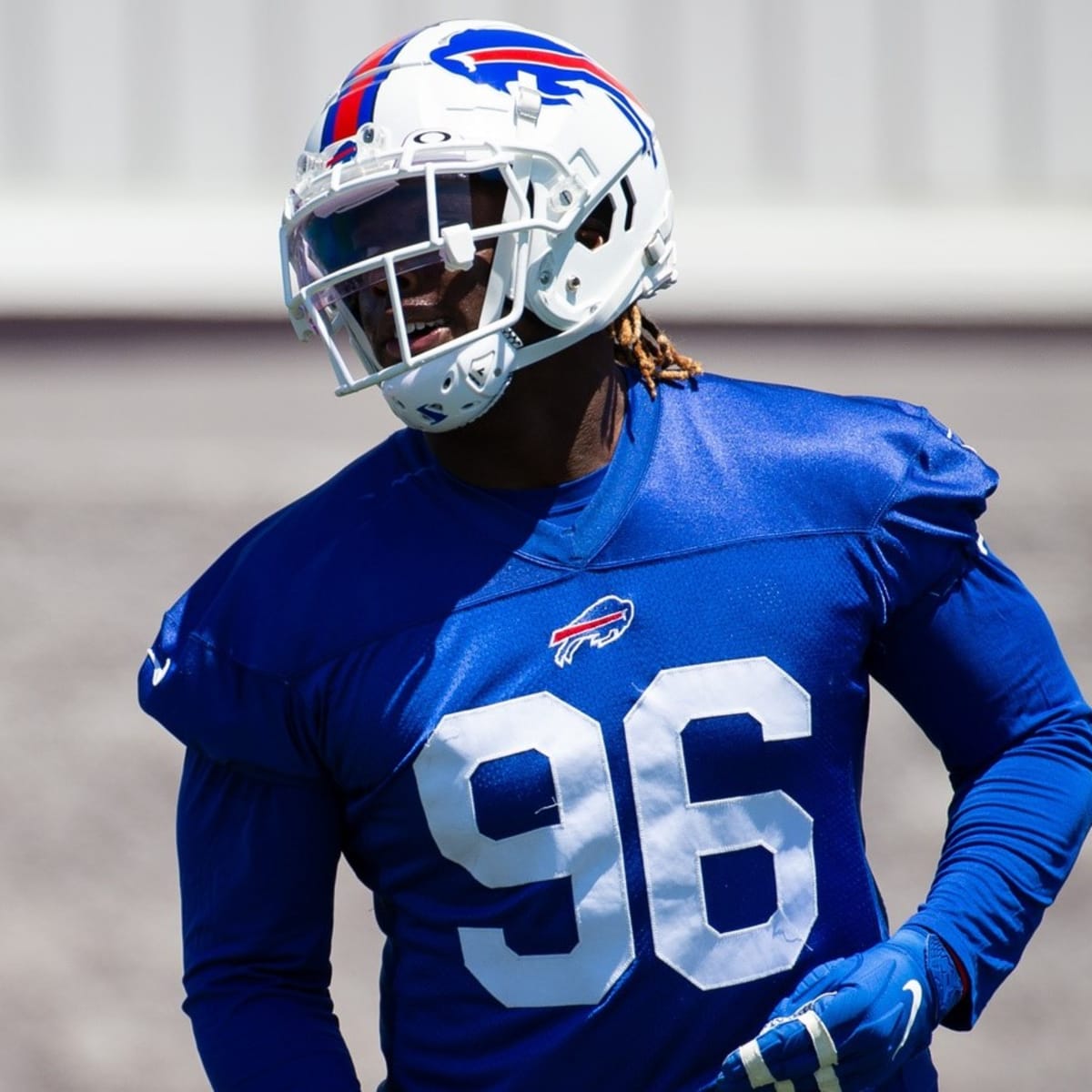 Buffalo Bills defensive end Boogie Basham (55) lines up for a play against  the Green Bay Packers during the first half of an NFL football game,  Sunday, Oct. 30, 2022, in Buffalo