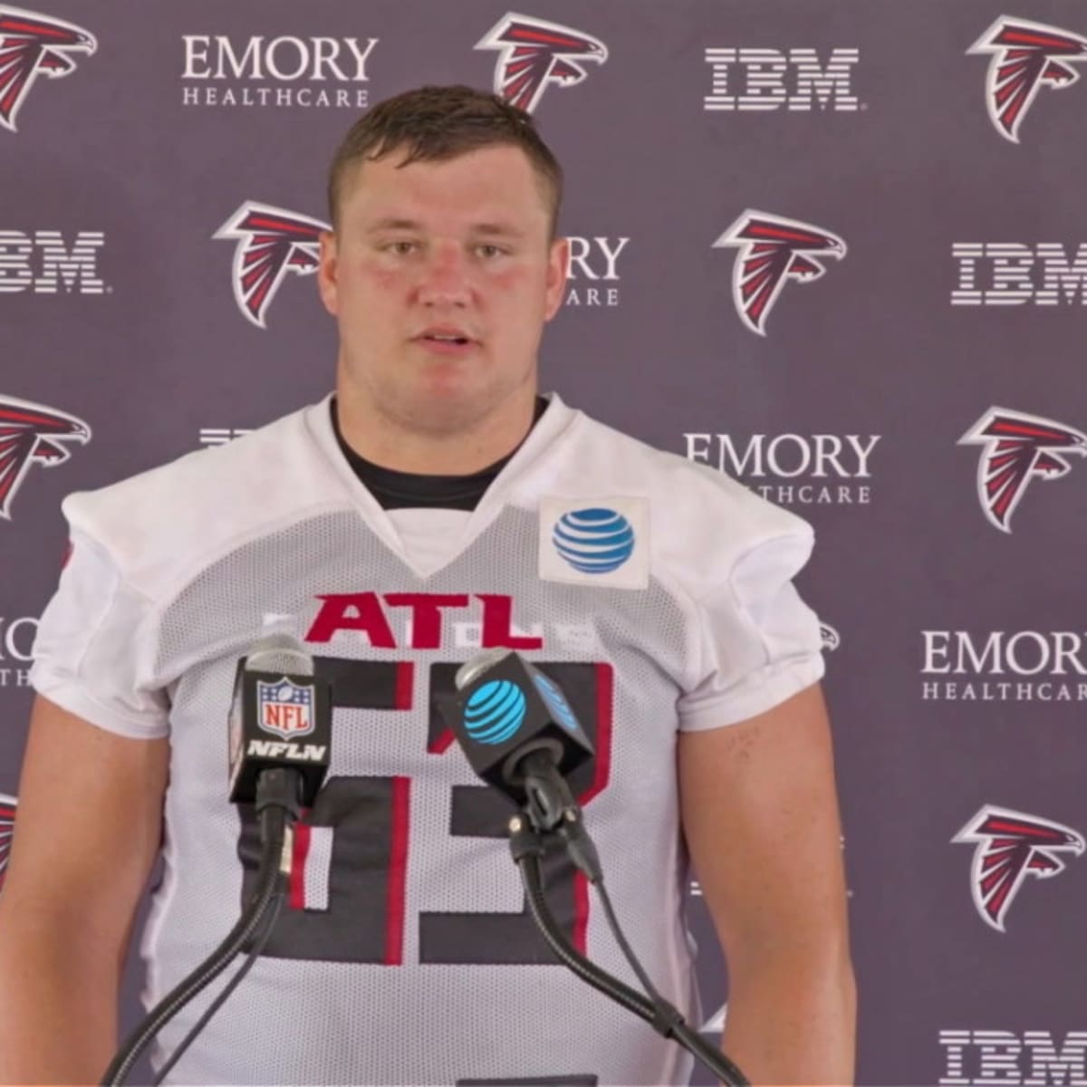 FLOWERY BRANCH, GA - JULY 30: The Falcons had merchandise for sale during  Saturday morning workouts for the Atlanta Falcons on July, 30, 2022 at the Atlanta  Falcons Training Facility in Flowery