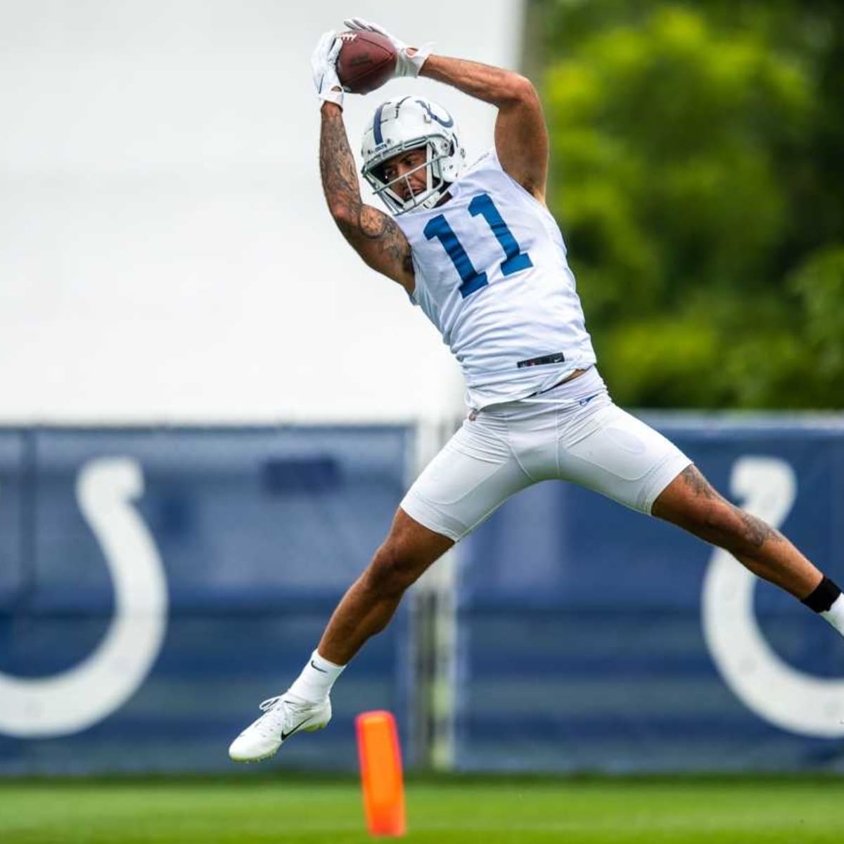 Indianapolis Colts cornerbacks Rock Ya-Sin (34) and Kenny Moore (23) as the  team practiced at the NFL team's facility in Indianapolis, Tuesday, May 21,  2019. (AP Photo/Michael Conroy Stock Photo - Alamy