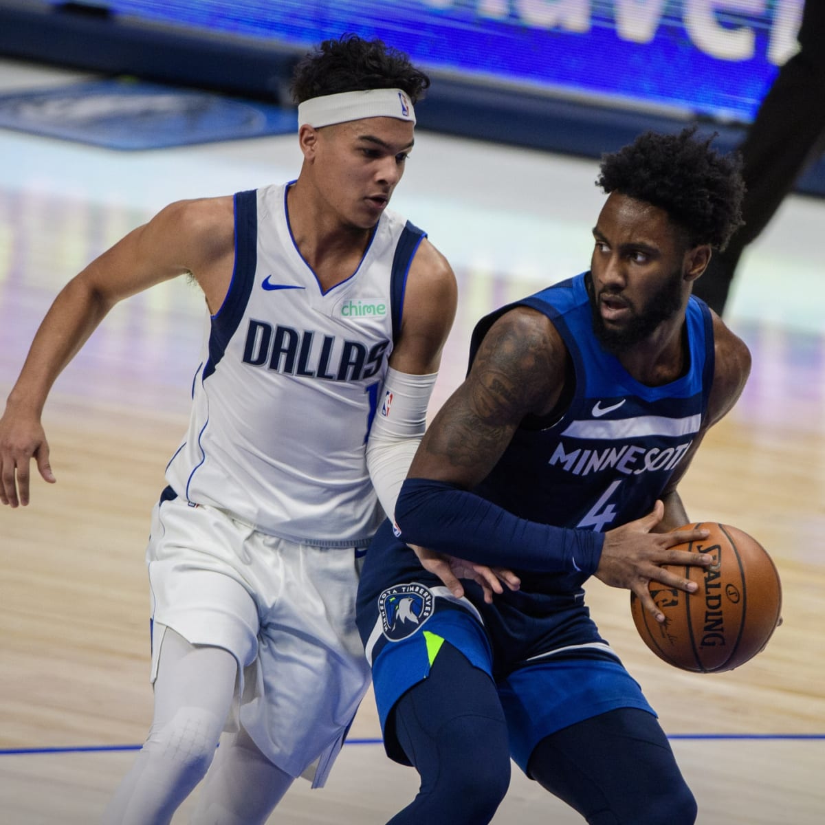 Tyrell Terry of the Dallas Mavericks handles the ball during the game