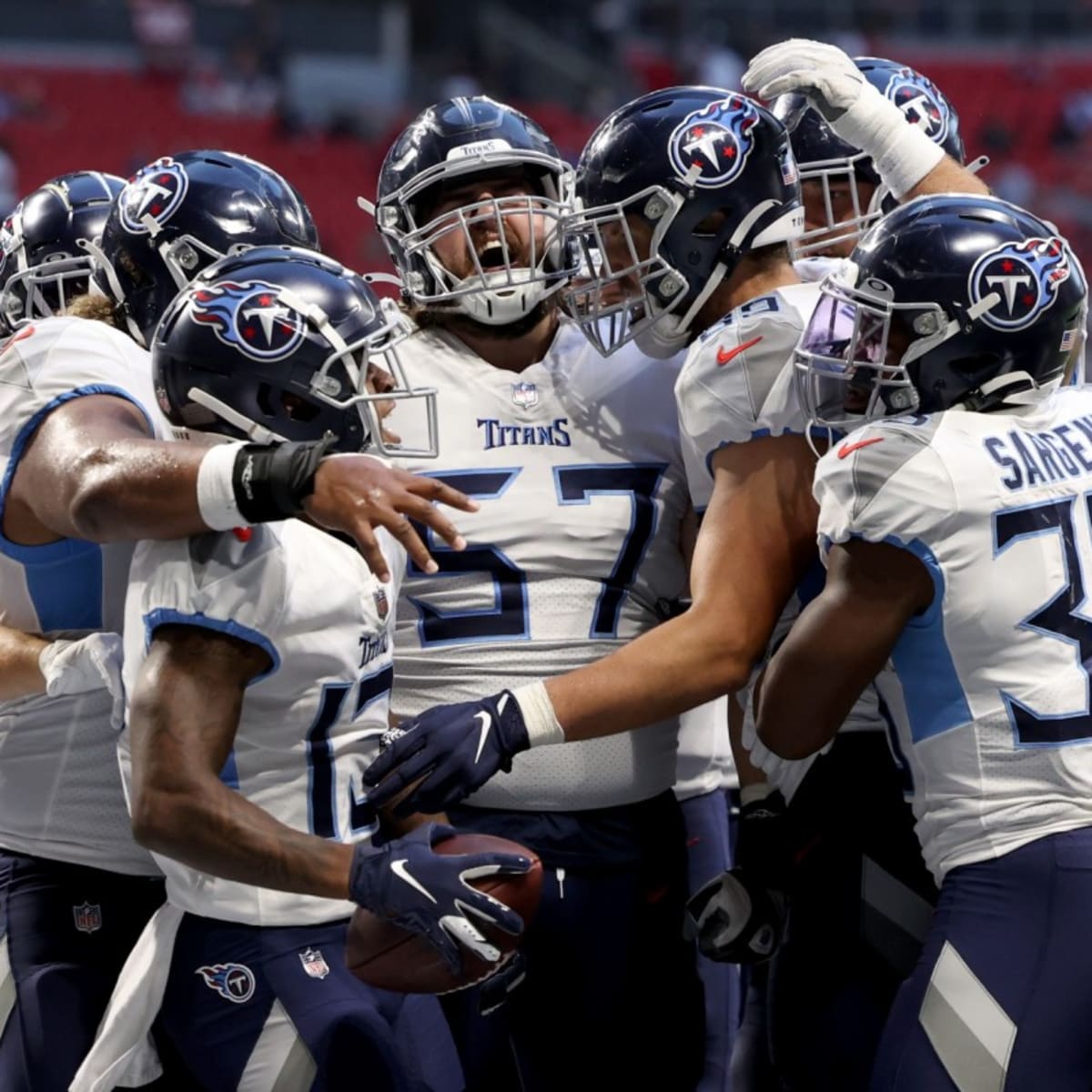 Tennessee Titans running back Mekhi Sargent (38) is stopped by