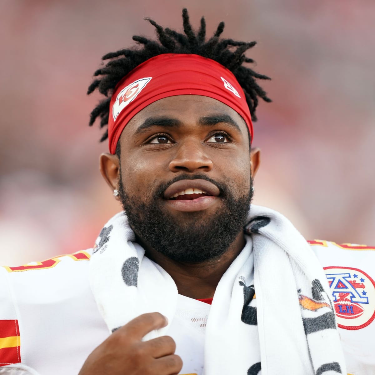 Kansas City Chiefs running back Clyde Edwards-Helaire (25) runs against the  San Francisco 49ers during an NFL preseason football game in Santa Clara,  Calif., Saturday, Aug. 14, 2021. (AP Photo/Jed Jacobsohn Stock