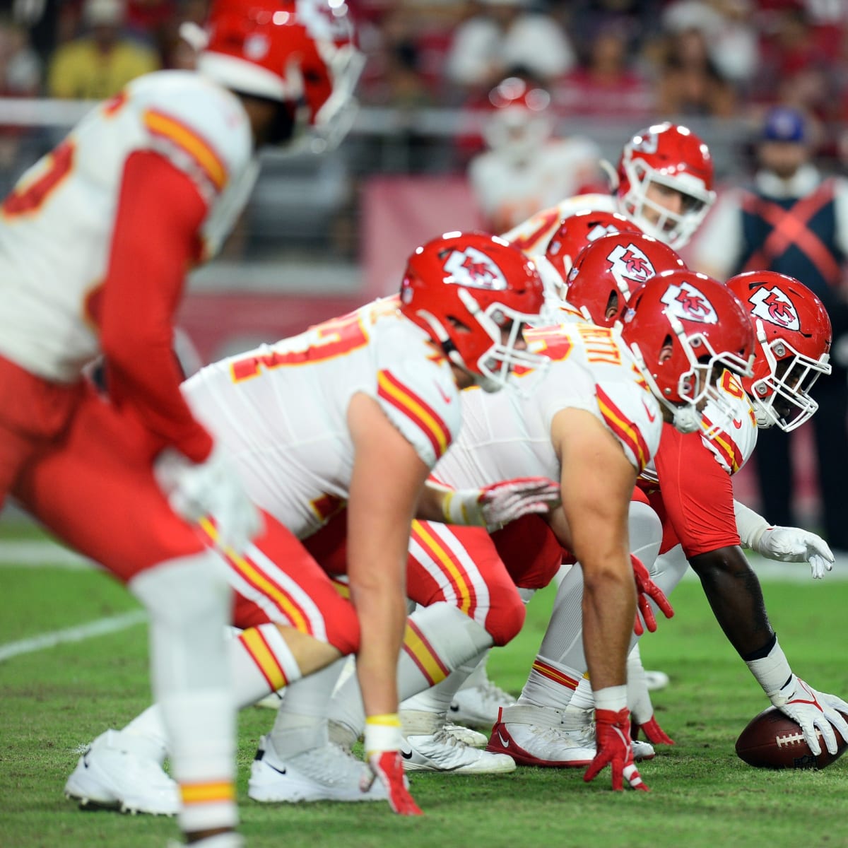 Kansas City Chiefs offensive guard Trey Smith (65) during pre-game warmups  before an NFL football game against the Cleveland Browns, Sunday, Sept.12,  2021 in Kansas City, Mo. (AP Photo/Reed Hoffmann Stock Photo 