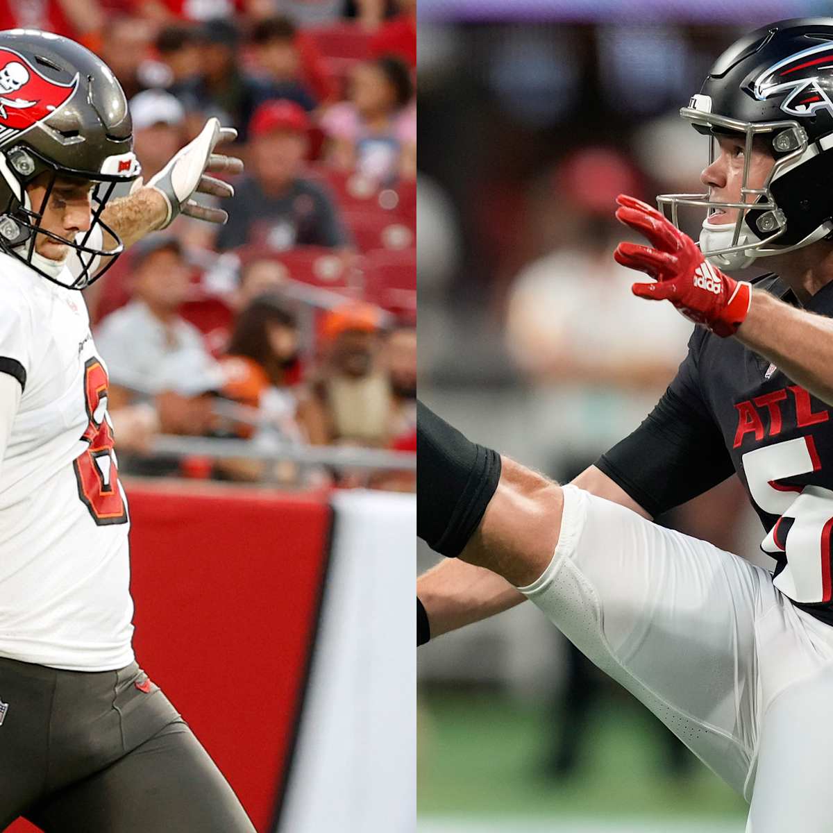 Atlanta Falcons punter Bradley Pinion (13) punts during the first