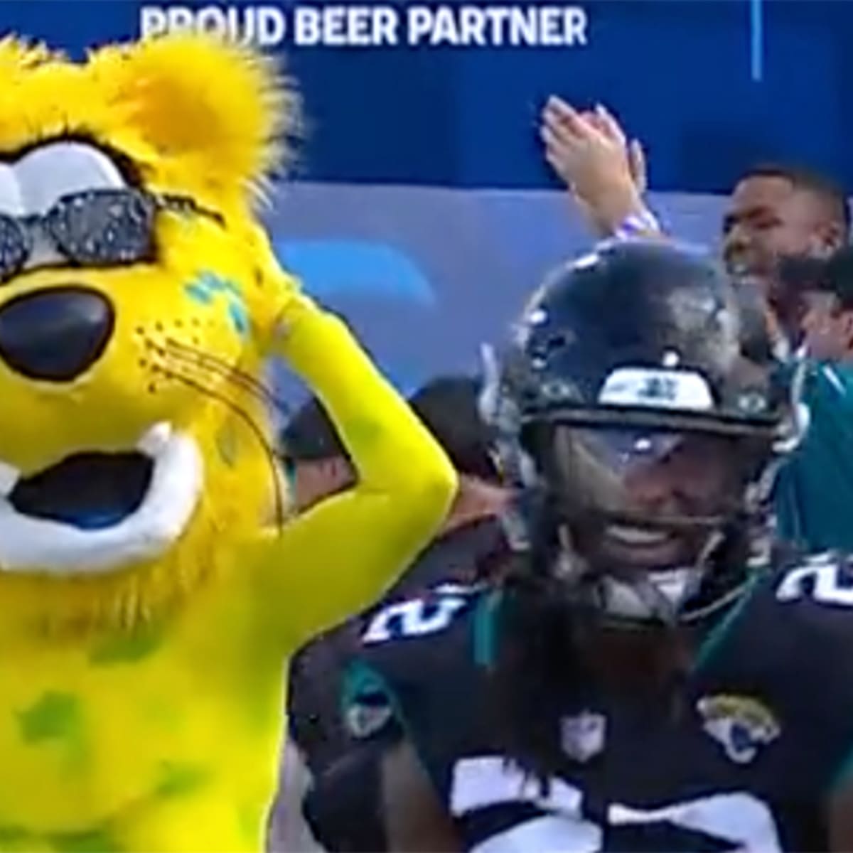 Jacksonville Jaguars mascotin a speedo?