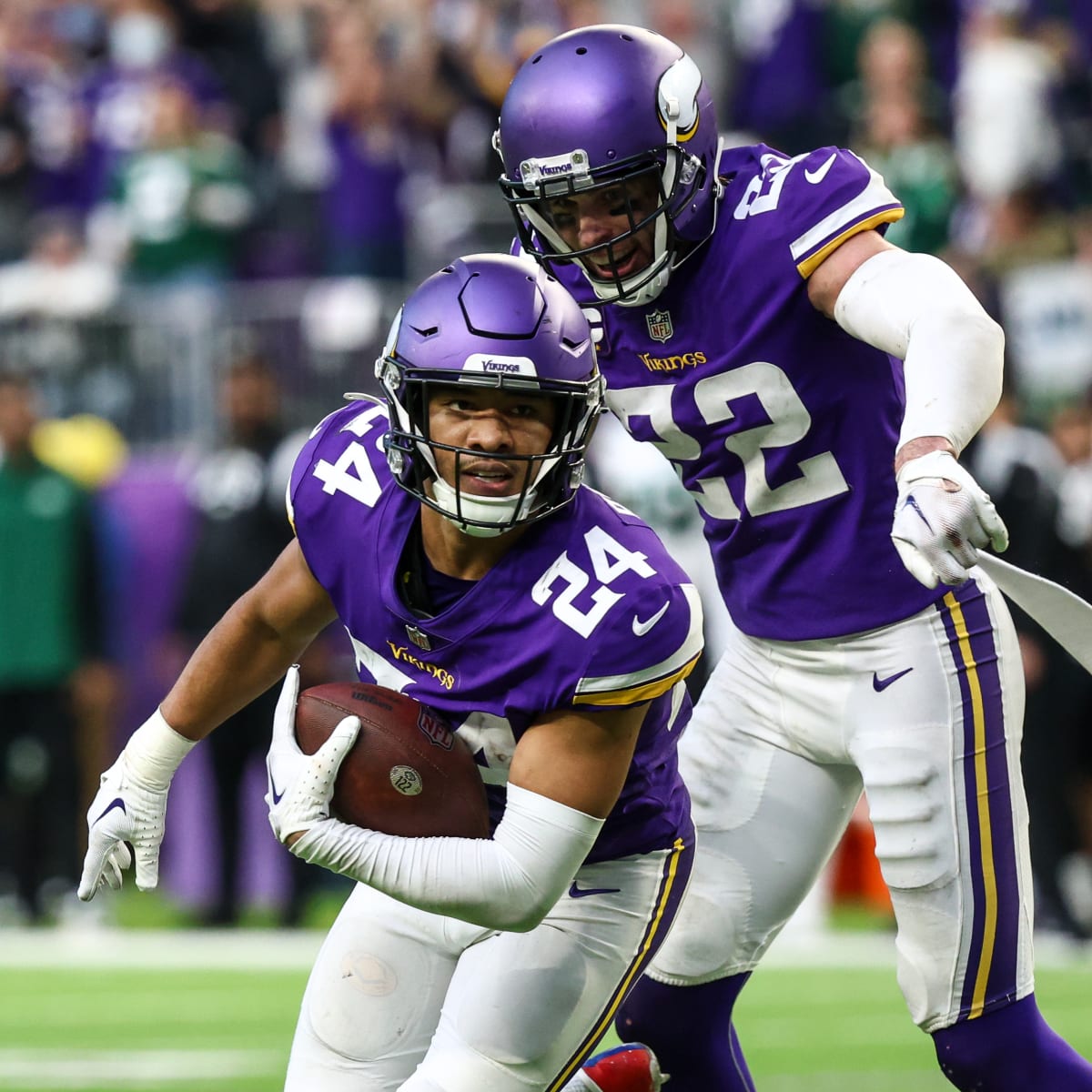 Minnesota Vikings safety Camryn Bynum (24) walks off the field