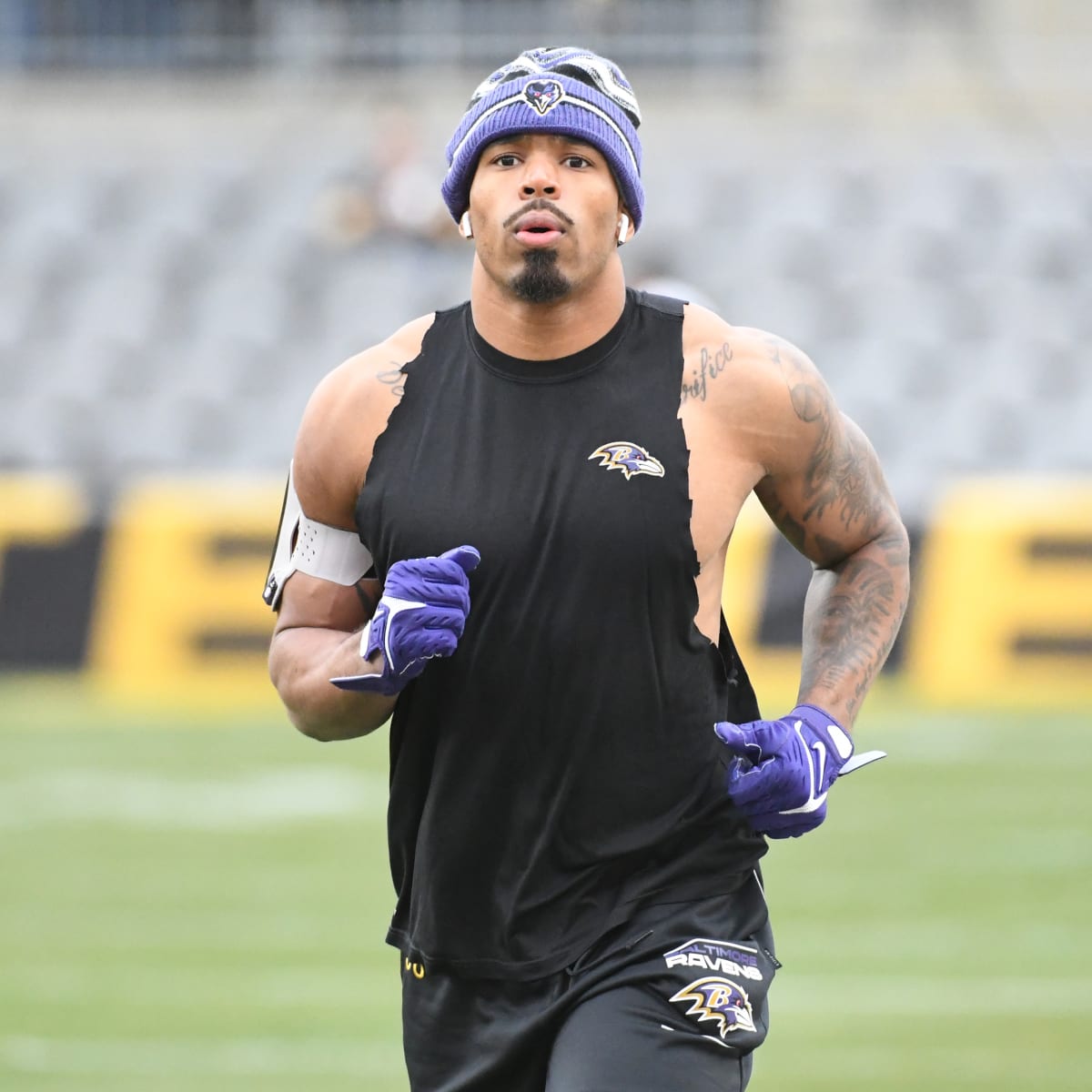 Chuck Clark of the Baltimore Ravens gets an interception in the News  Photo - Getty Images