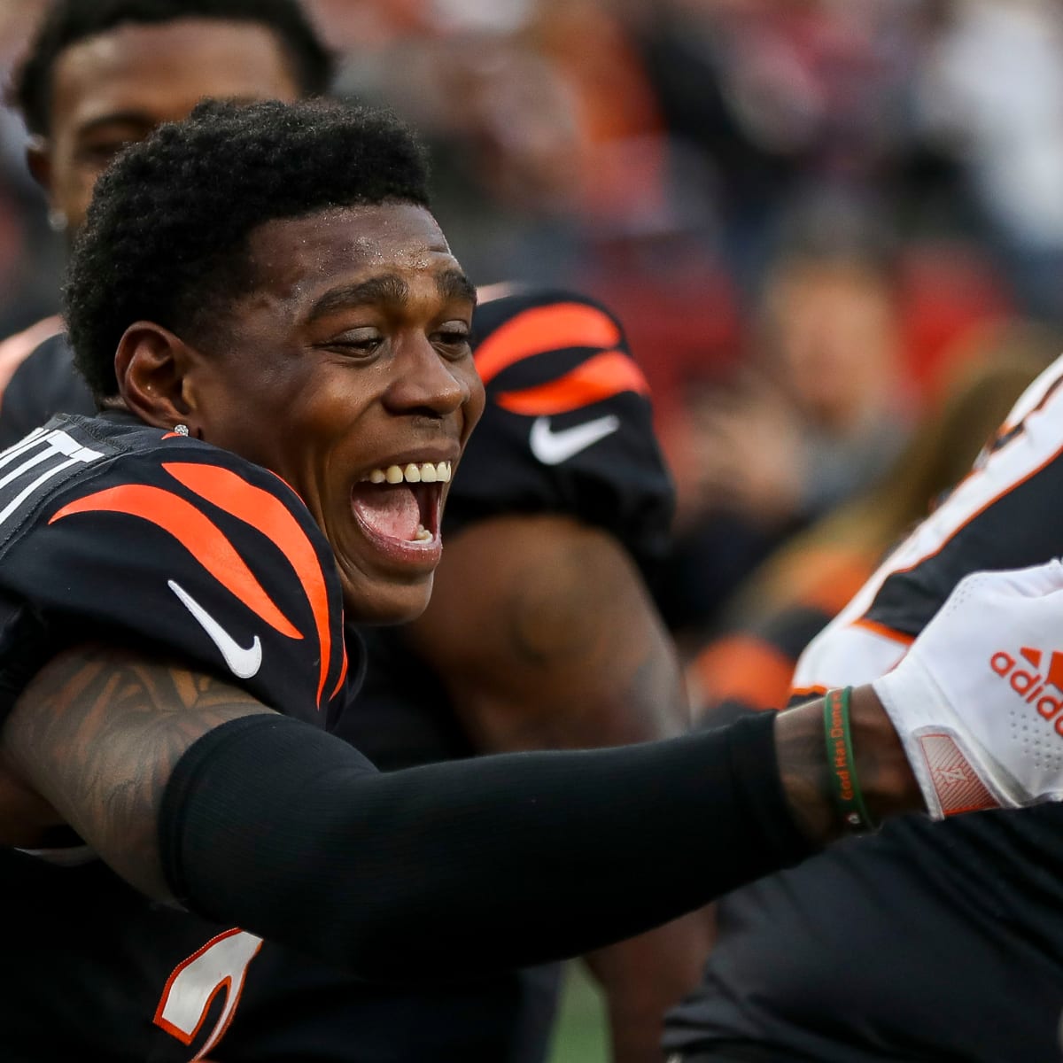 Cincinnati Bengals wide receiver Trent Taylor (11) carries the ball during  an NFL football game against the Carolina Panthers, Sunday, Nov. 6, 2022,  in Cincinnati. (AP Photo/Emilee Chinn Stock Photo - Alamy