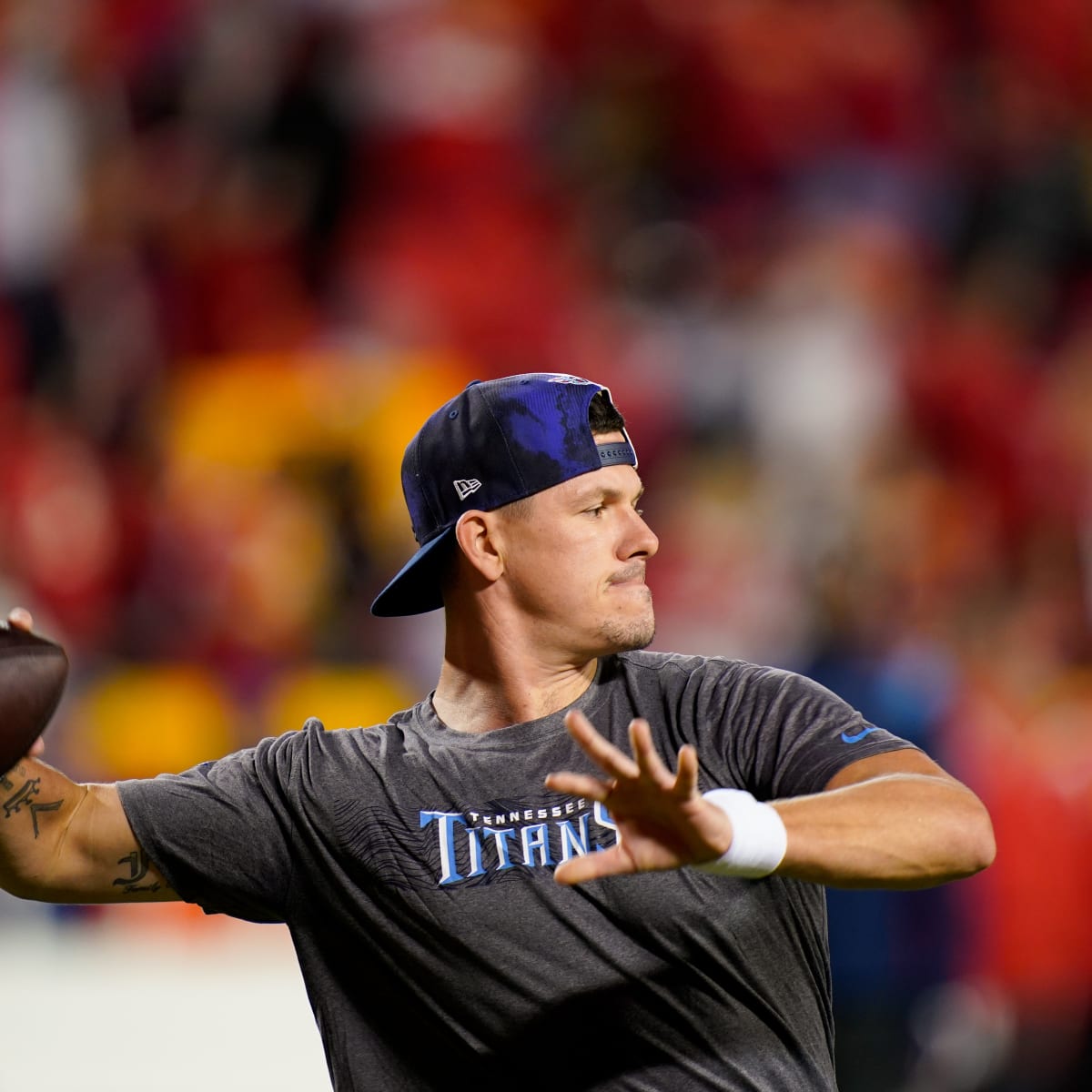 Atlanta Falcons quarterback Logan Woodside (11) calls the count at