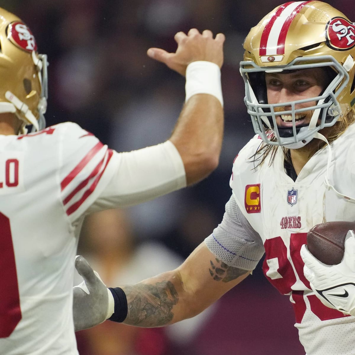 George Kittle Postgame T-Shirt Pays Tribute To Jimmy G/Erin