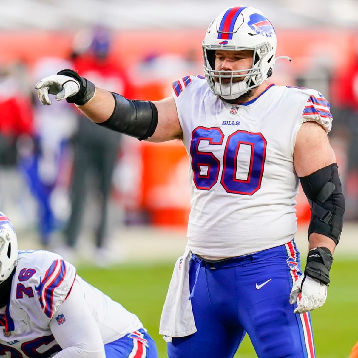 January 4, 2020: Buffalo Bills center Mitch Morse (60) prepares to snap the  ball during the 3rd quarter of an NFL football playoff game between the Buffalo  Bills and the Houston Texans