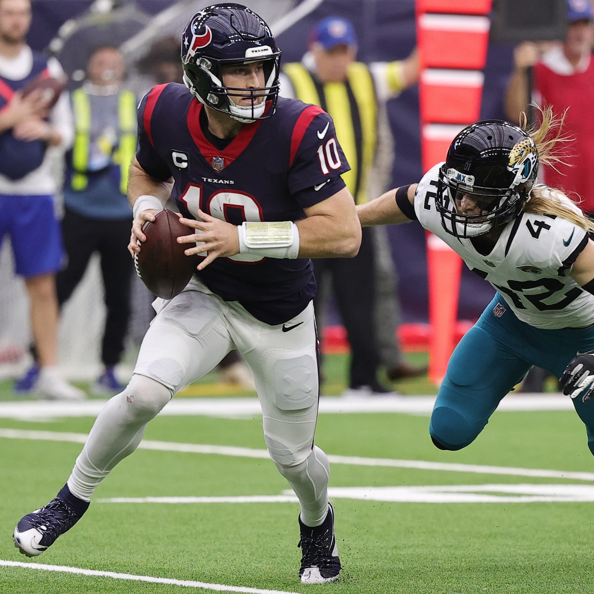 Portrait of Houston Texans linebacker Chris Smith (92) during the first  half of an NFL football game against the Jacksonville Jaguars, Sunday, Dec.  19, 2021, in Jacksonville, Fla. Texans defeated the Jaguars