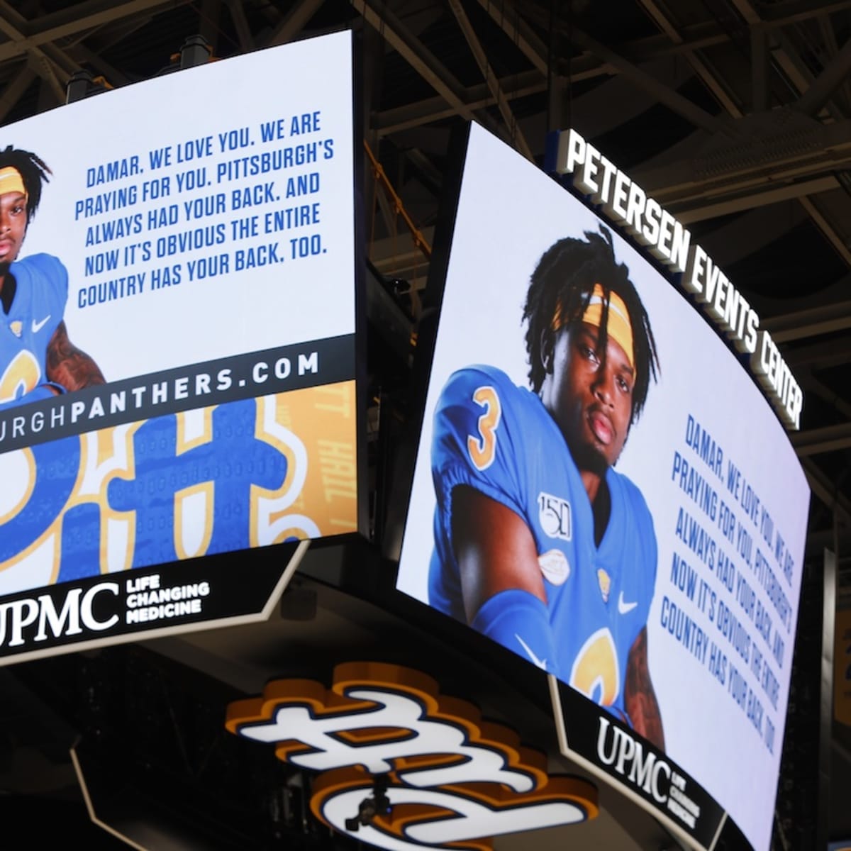 Sign Banner to Support Damar Hamlin Before Saturday's Pitt Men's Basketball  Game - Pitt Panthers #H2P