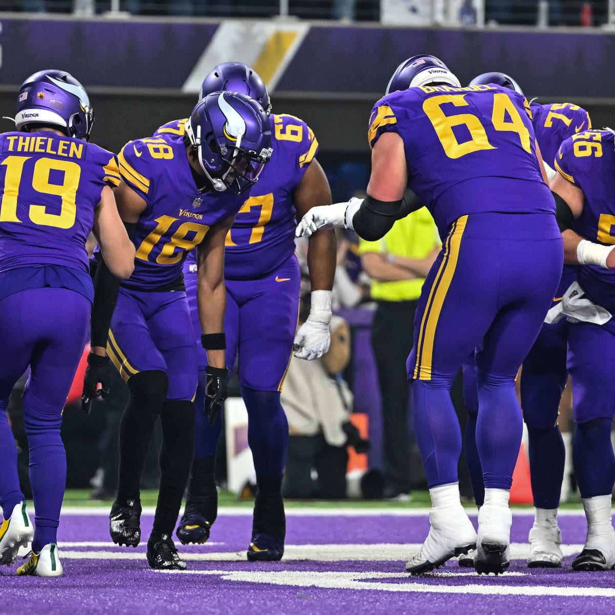 Minnesota Vikings offensive tackle Blake Brandel (64) in action