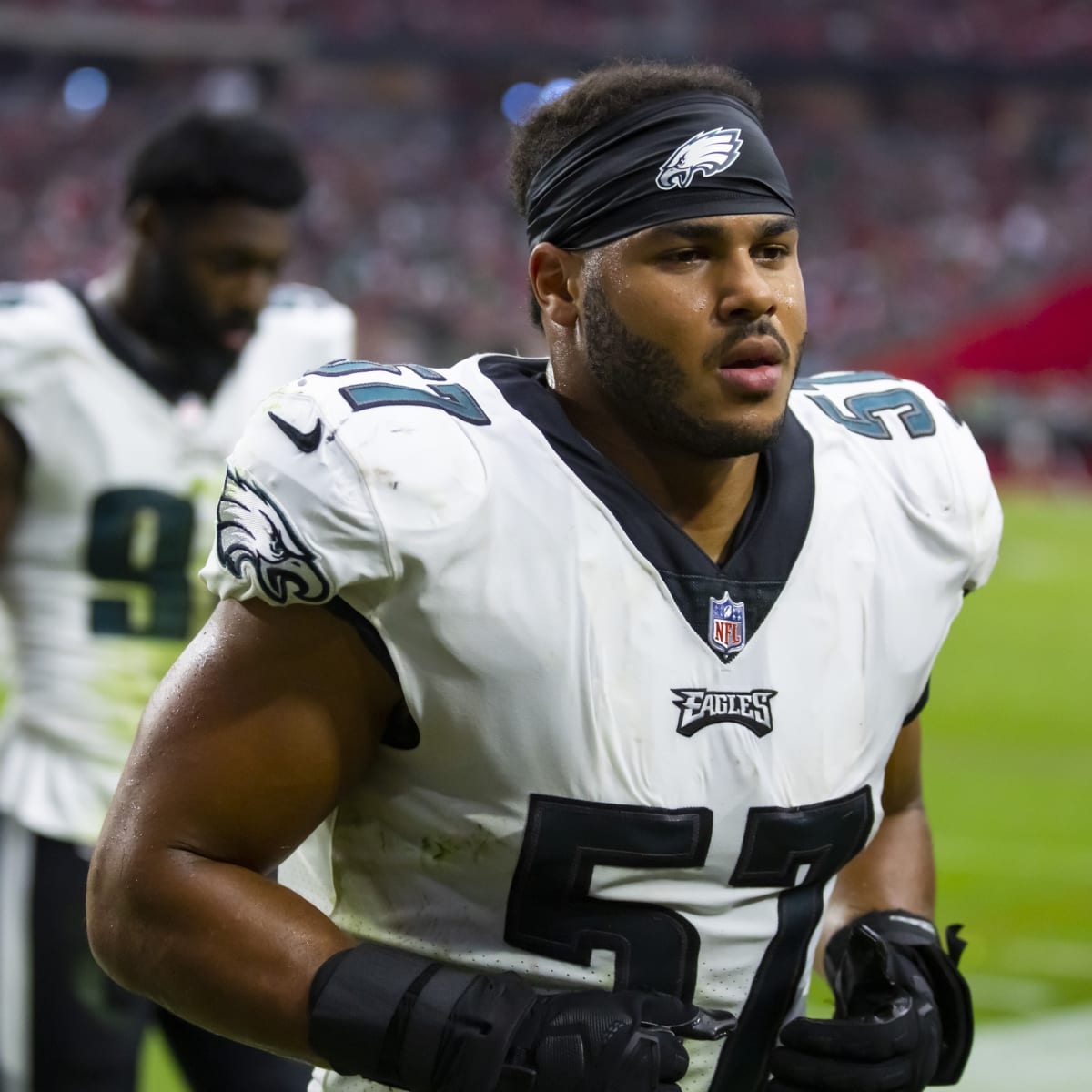 Philadelphia Eagles linebacker Kyzir White (43) drops in coverage during an  NFL football game against the Minnesota Vikings on Monday, September 19,  2022, in Philadelphia. (AP Photo/Matt Patterson Stock Photo - Alamy