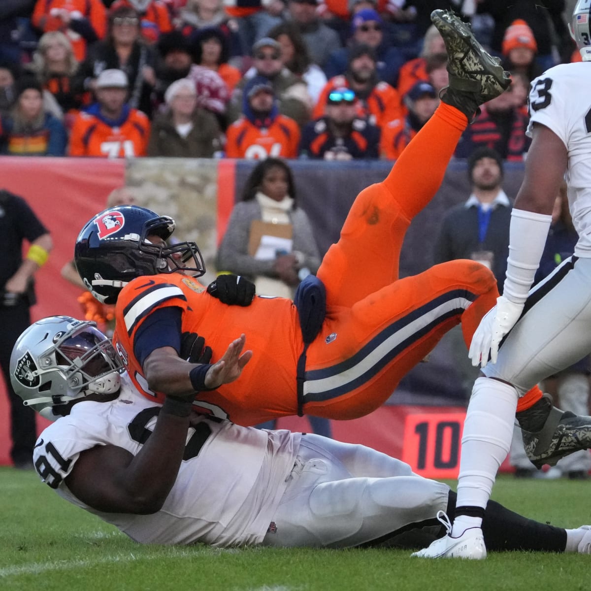 Las Vegas Raiders defensive tackle Bilal Nichols (91) during the first half  of an NFL football game against the Denver Broncos, Sunday, Oct 2, 2022, in  Las Vegas. (AP Photo/Rick Scuteri Stock Photo - Alamy