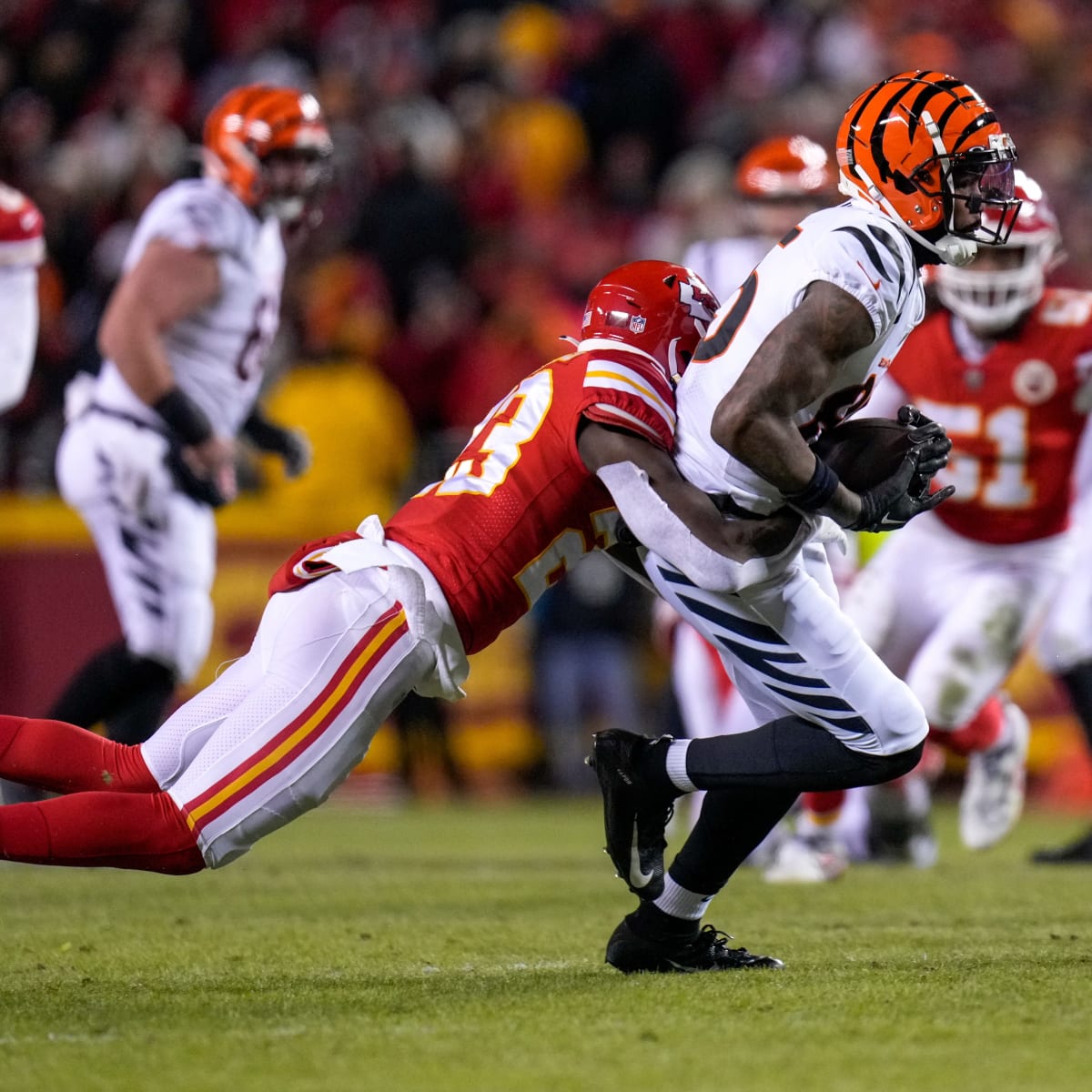 Tee Higgins makes great TD reception as Bengals tie Chiefs