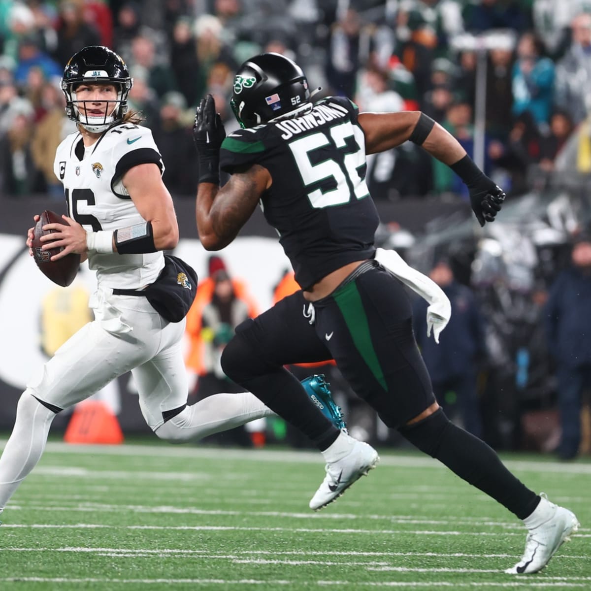 New York Jets' Jermaine Johnson during an NFL football game