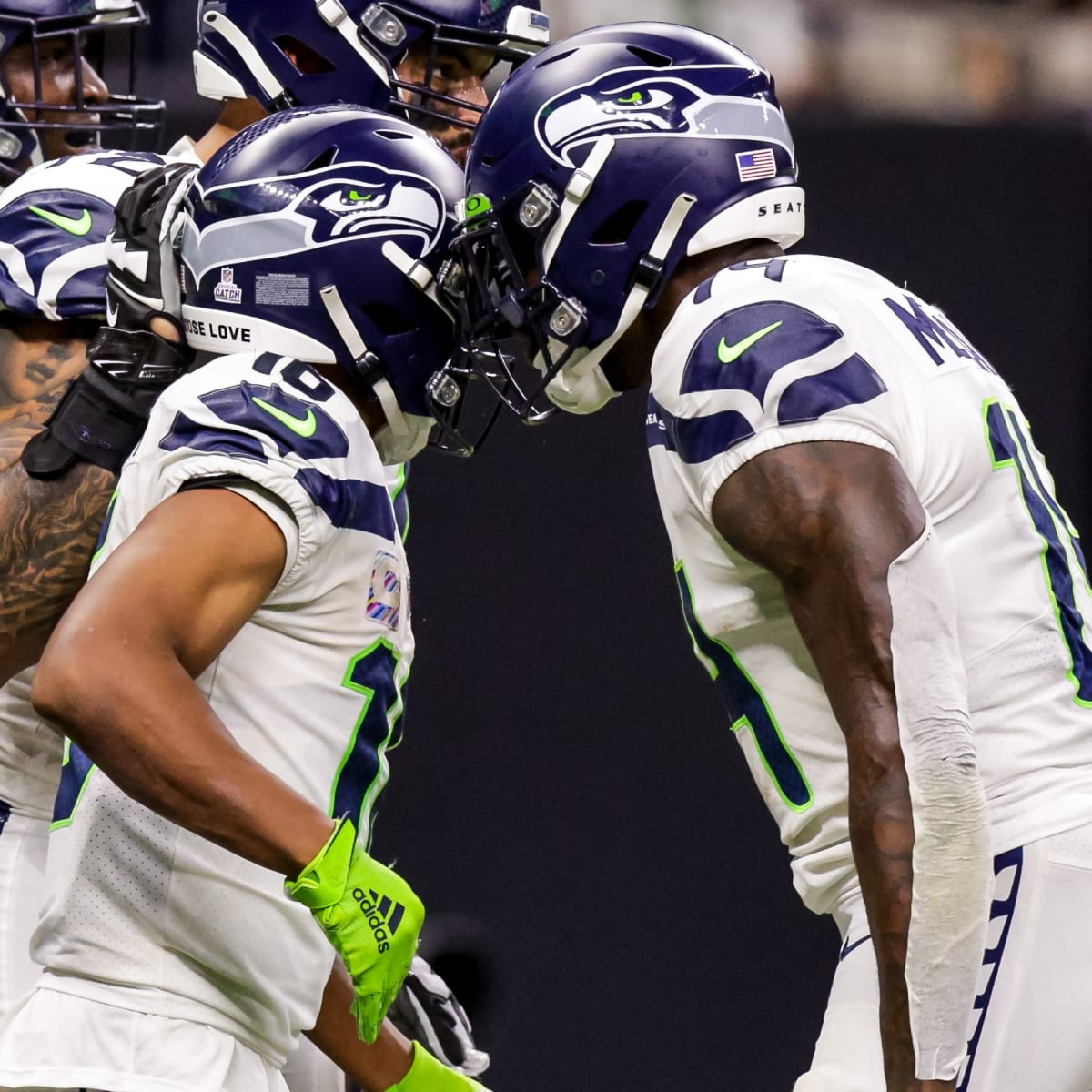 Seattle, WA, USA. 16th Oct, 2022. Seattle Seahawks wide receiver Tyler  Lockett (16) lines up during a game between the Arizona Cardinals and  Seattle Seahawks at Lumen Field in Seattle, WA. The