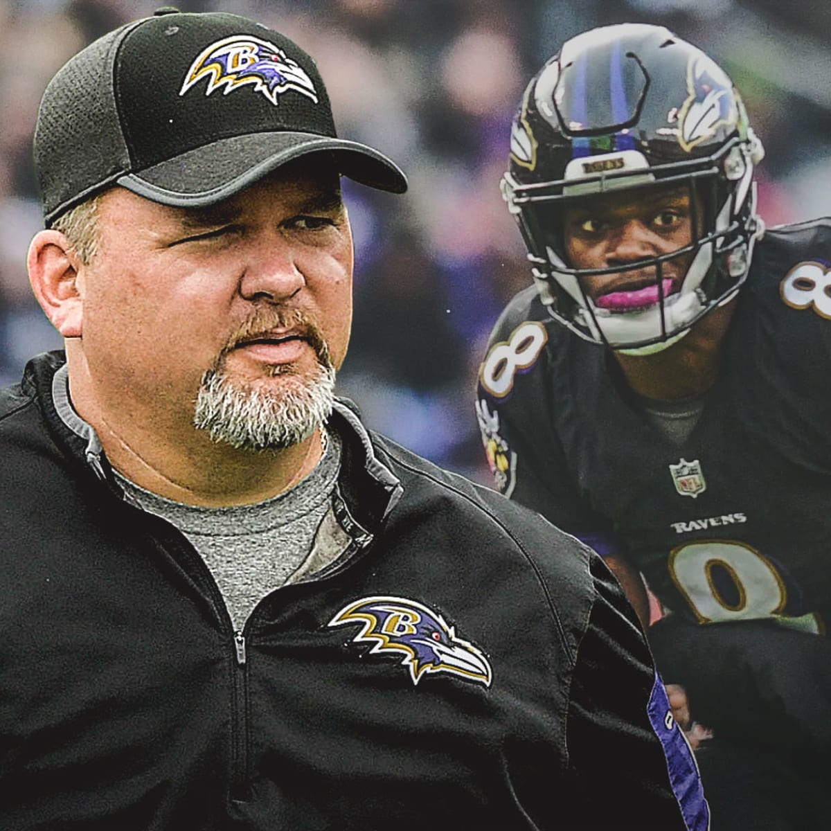 Baltimore Ravens assistant coach Cam Cameron and quarterback Joe