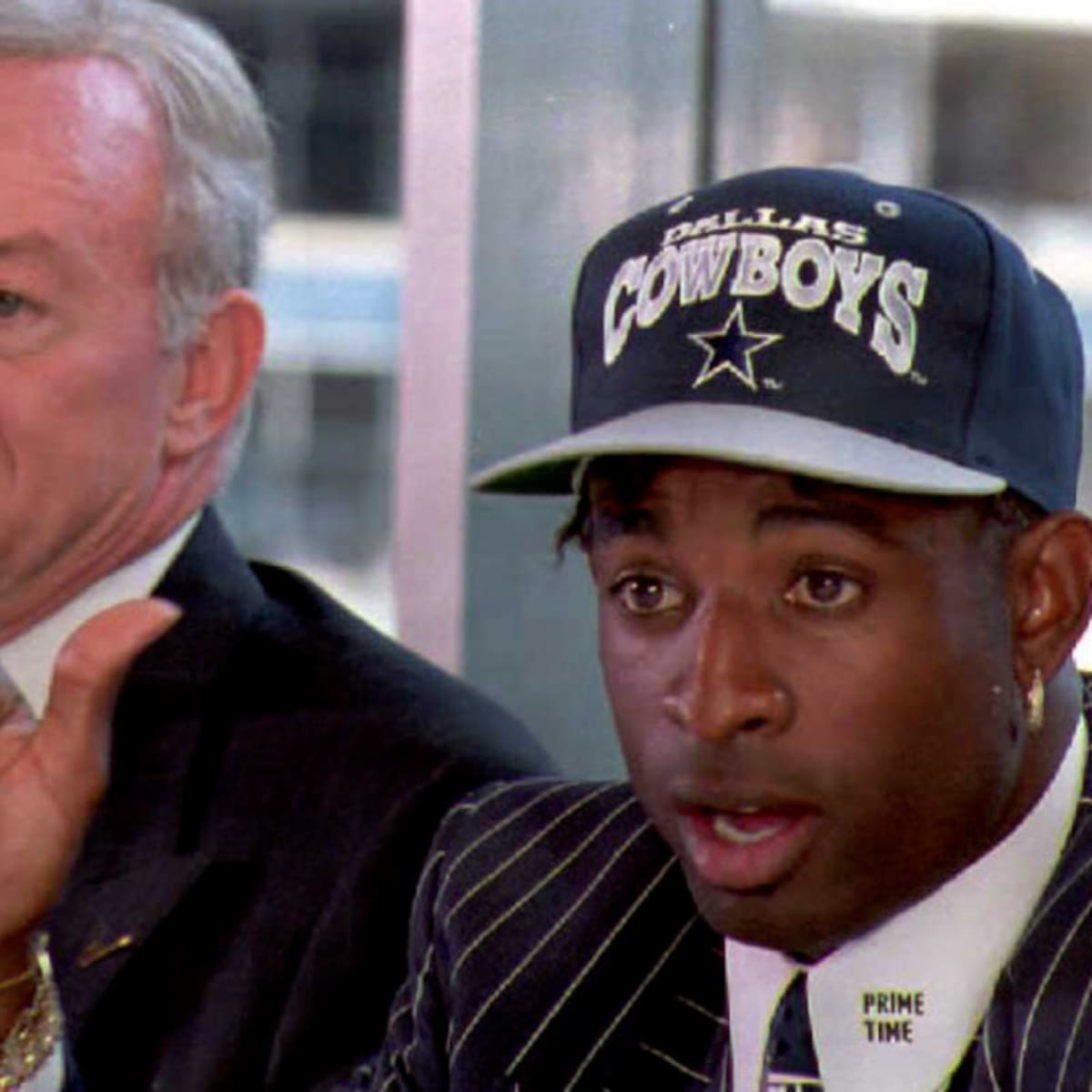 Deion Sanders and owner Jerry Jones of the Dallas Cowboys talk prior  News Photo - Getty Images