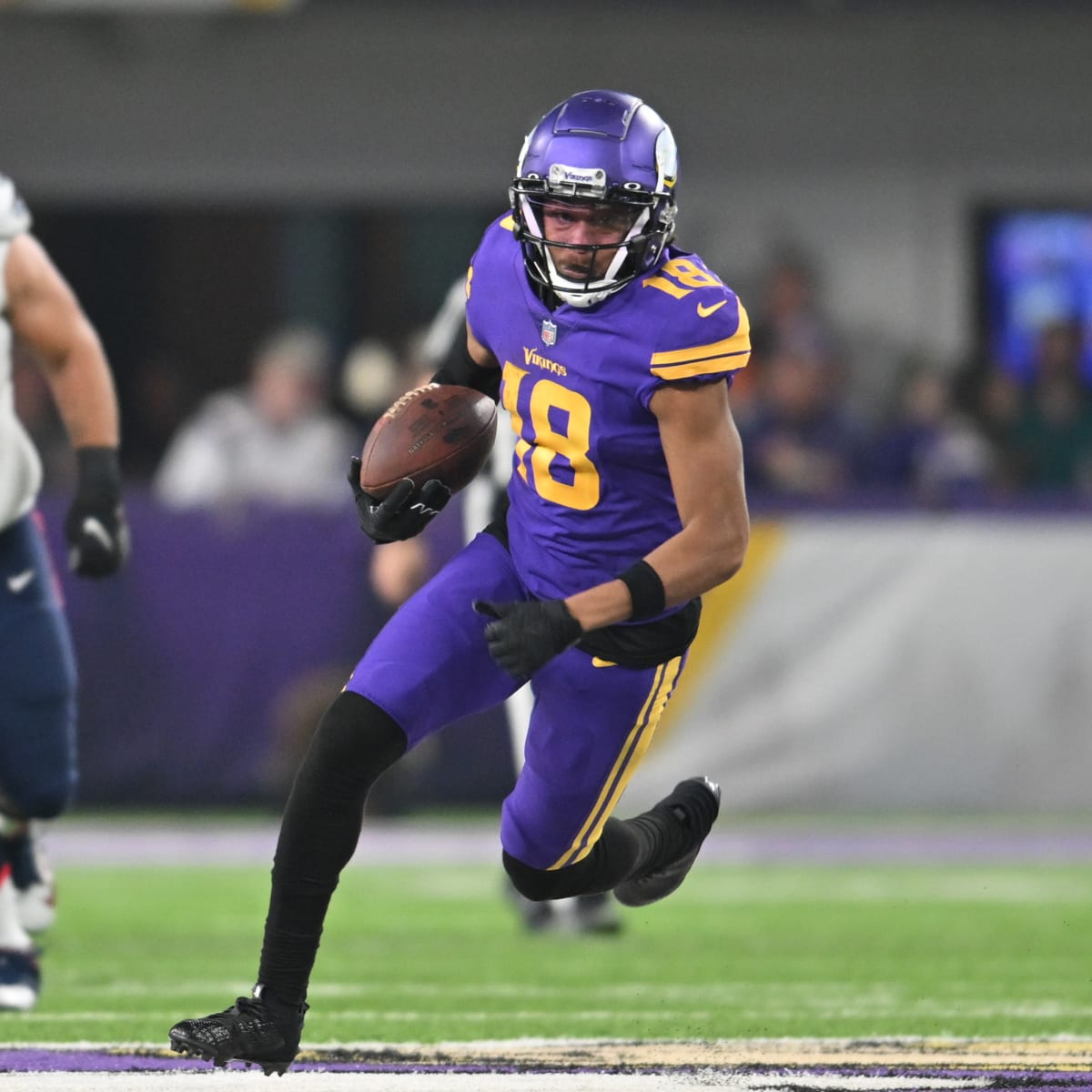 Minnesota Vikings wide receiver Justin Jefferson presents his speech after  winning the 2022 AP Offensive Player of the Year award