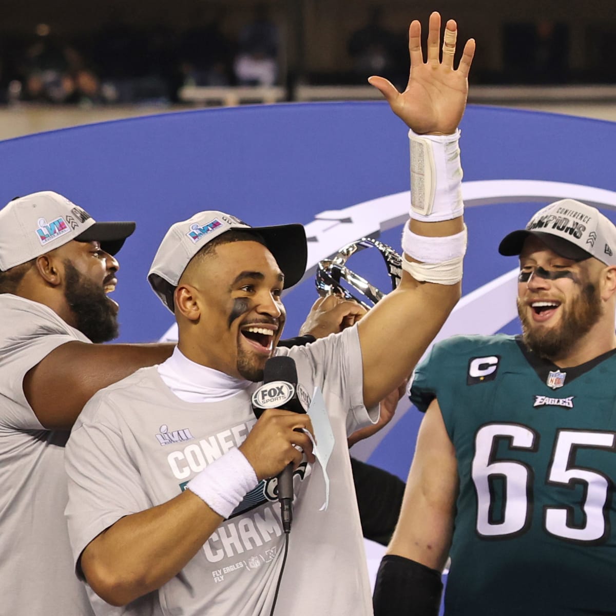 Eagles TE Grant Calcaterra at Super Bowl LVII 