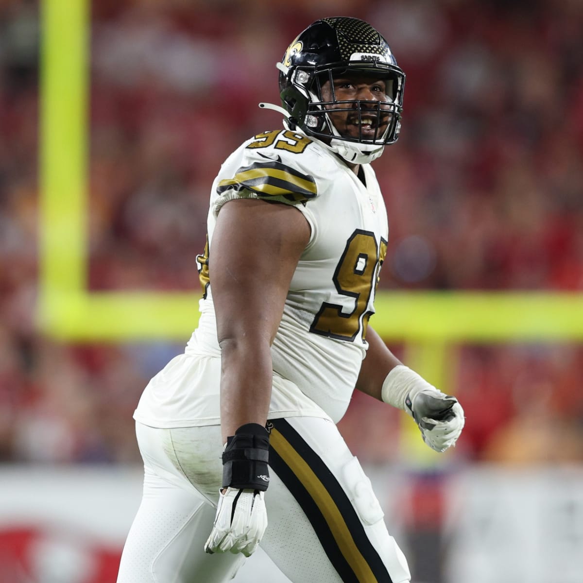 New Orleans Saints defensive tackle Shy Tuttle (99) warms up