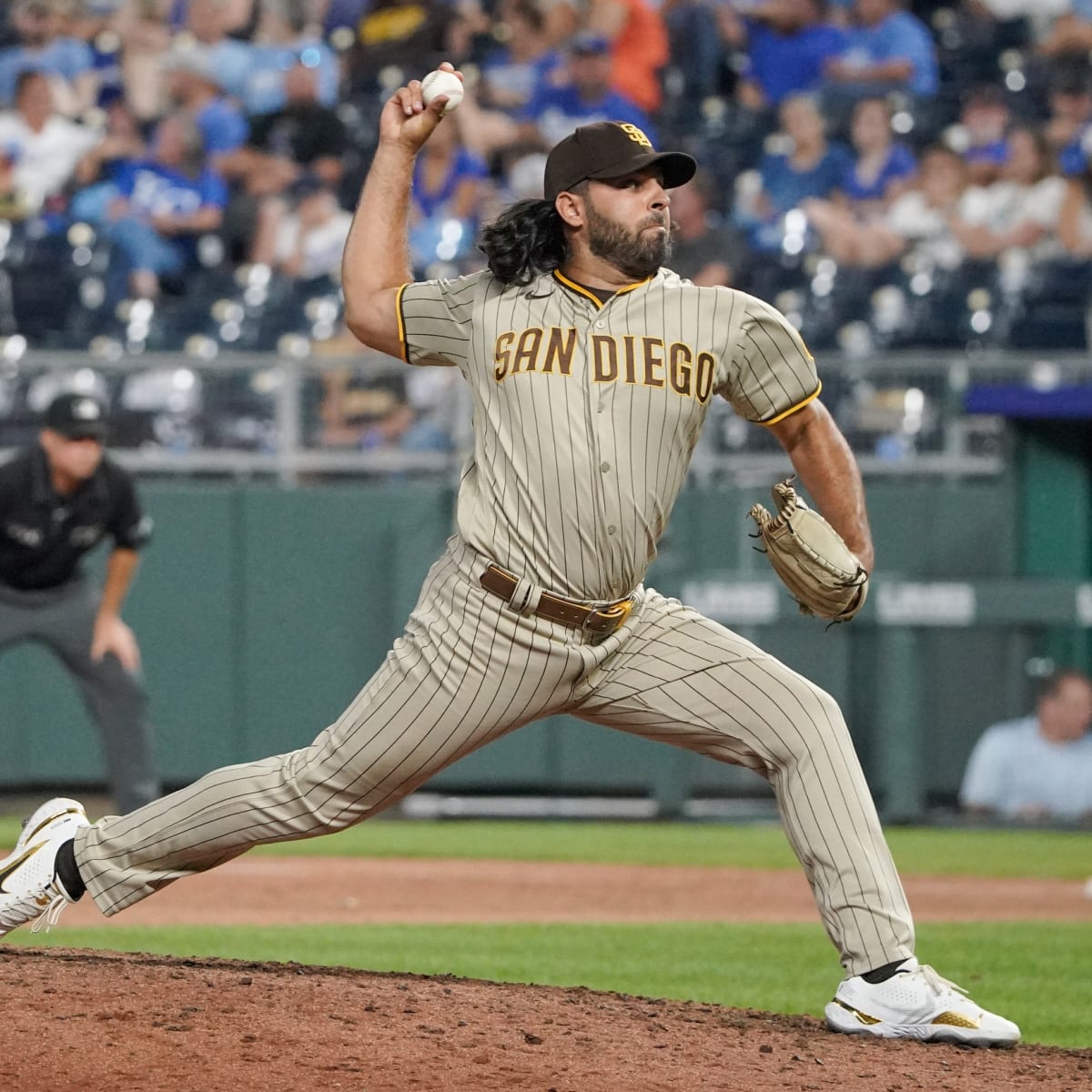 Nabil Crismatt of the San Diego Padres looks on before a game