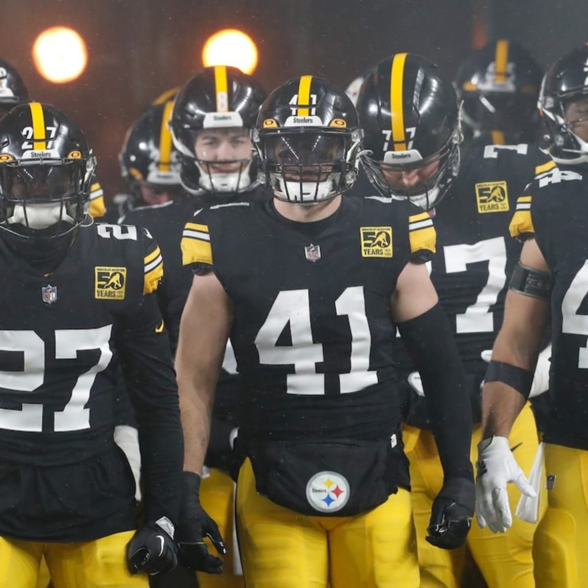 Pittsburgh Steelers linebacker Robert Spillane (41) works during the first  half of an NFL football game against the Atlanta Falcons, Sunday, Dec. 4,  2022, in Atlanta. The Pittsburgh Steelers won 19-16. (AP