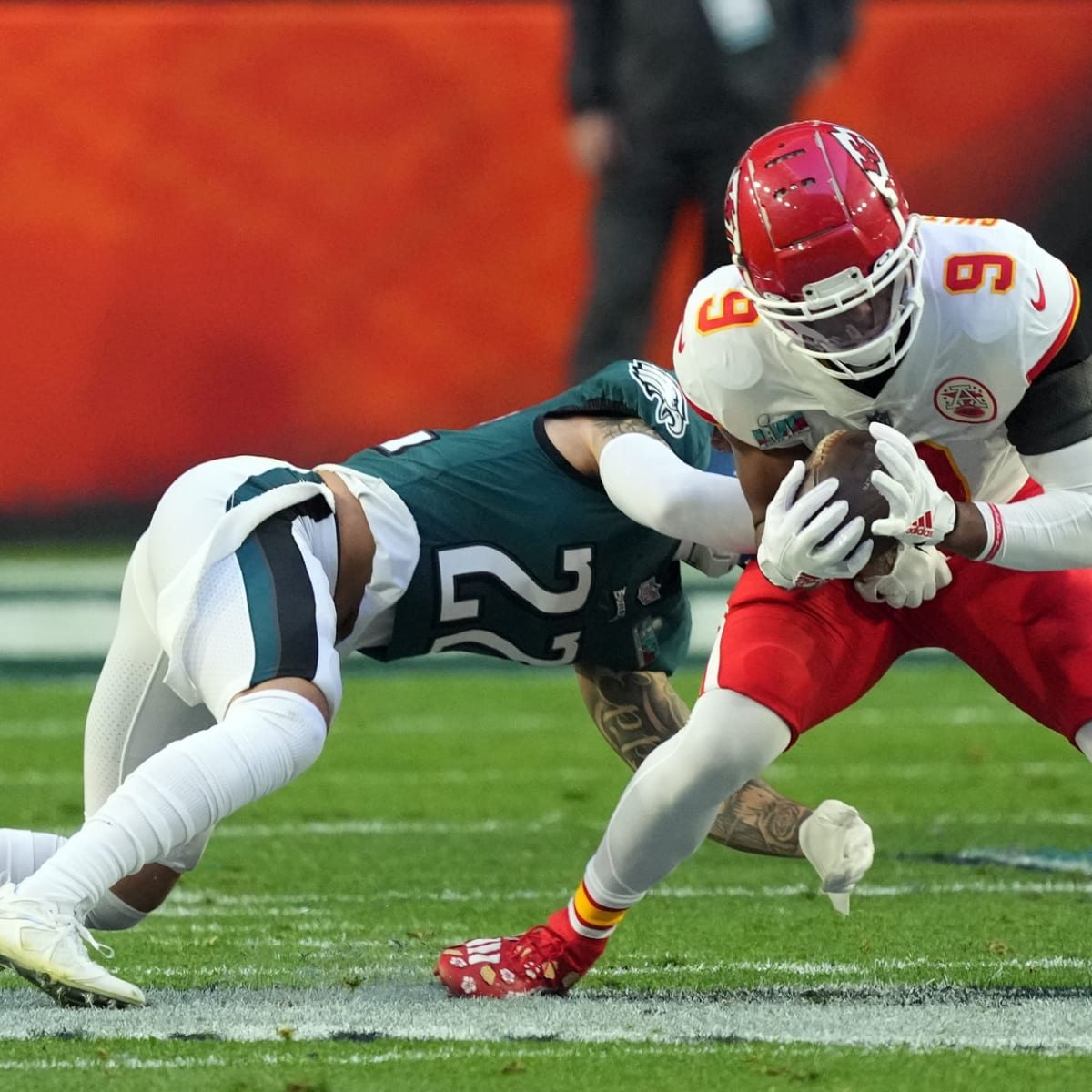 Philadelphia Eagles free safety Marcus Epps (22) walks off the field after  an NFL football game against the New York Giants, Sunday, Nov. 28, 2021, in  East Rutherford, N.J. (AP Photo/Adam Hunger