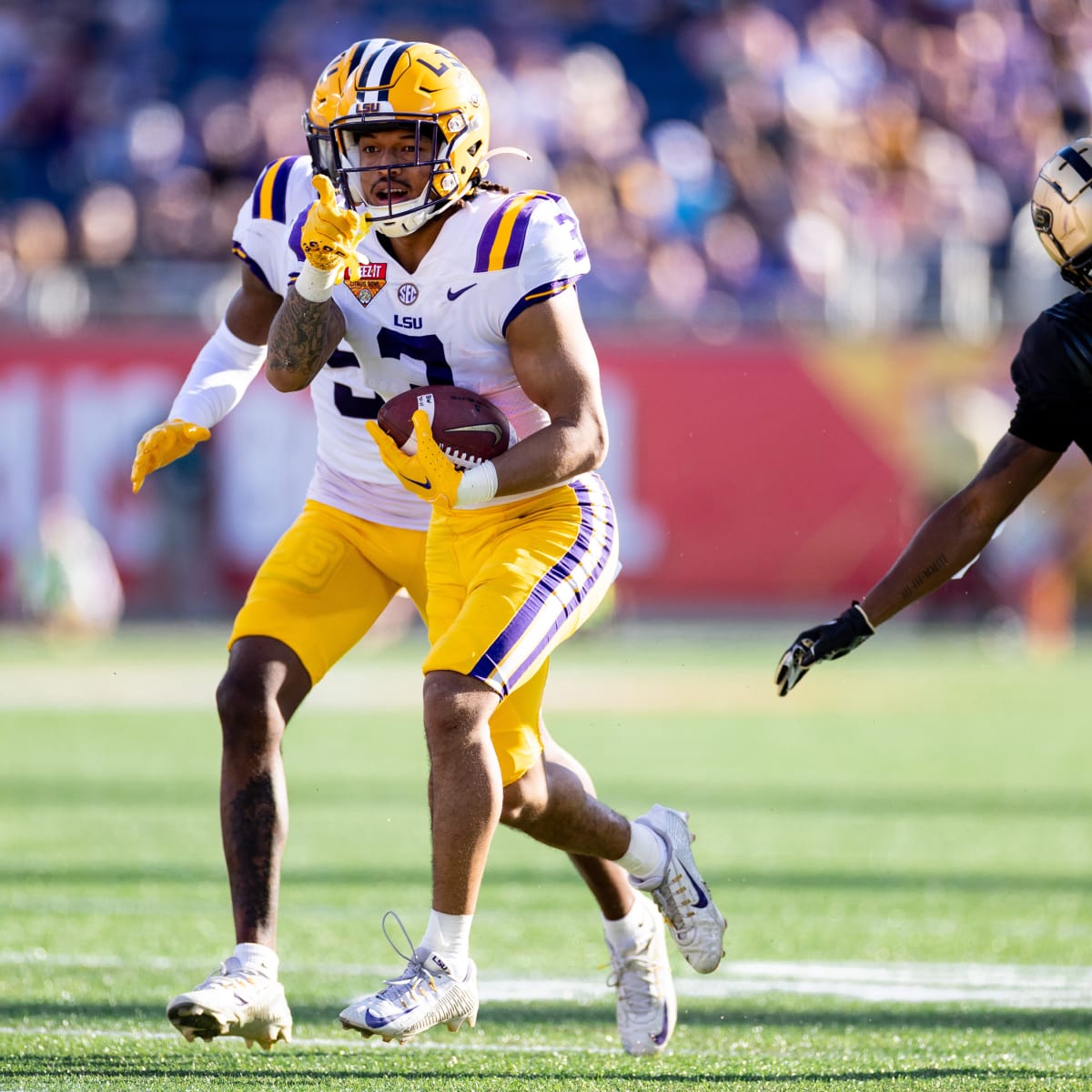 LSU trio of Jayden Daniels, Josh Williams and Mekhi Wingo join coach Brian  Kelly for SEC Media Day