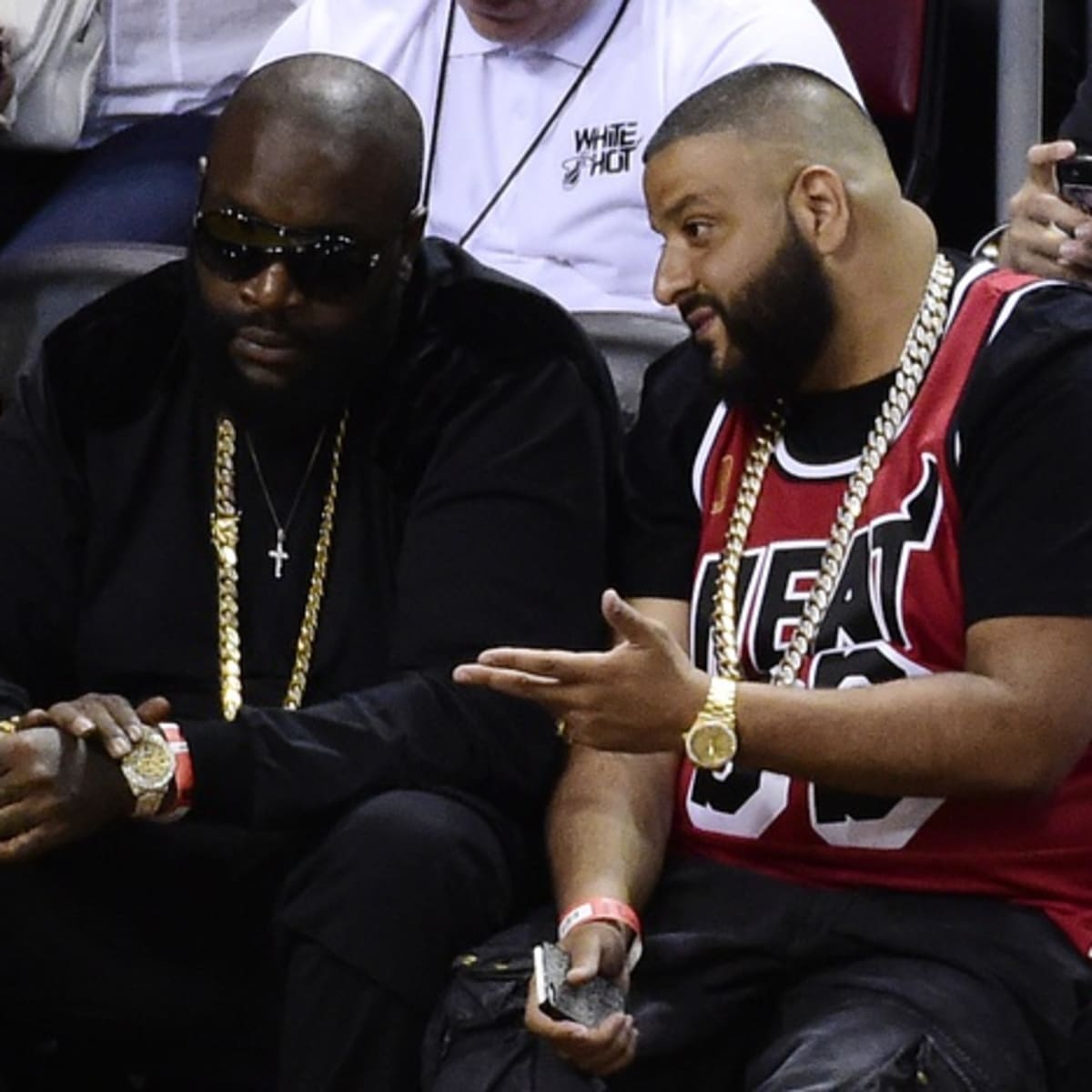 Golfer, producer, and DJ, @djkhaled brought out the blue Louis Vuitton x  Nike Air Force 1s courtside at the Miami Heat playoff game 🔥🔵