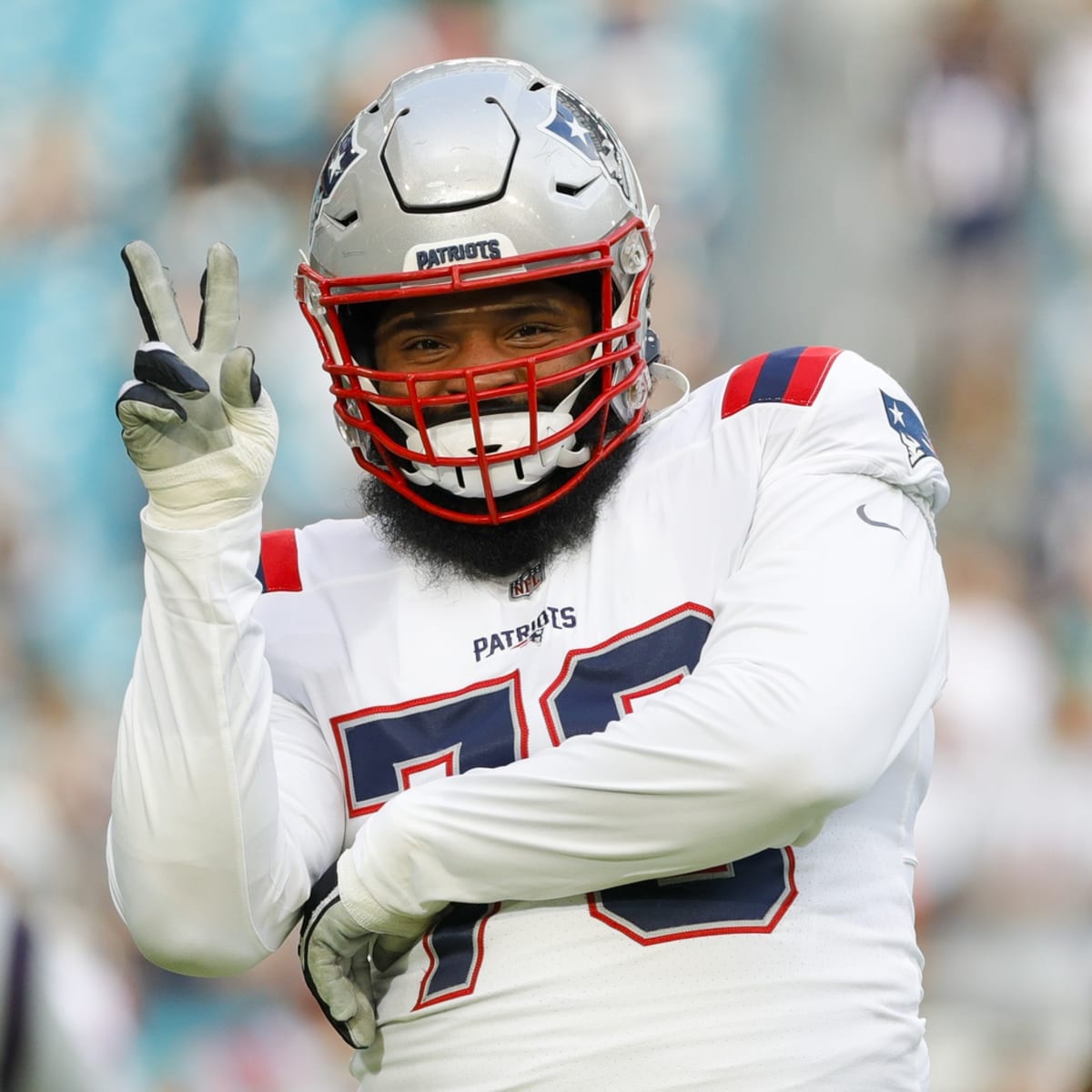 HOUSTON, TX - AUGUST 19: Miami Dolphins offensive tackle Isaiah Wynn (77)  prepares to pass block