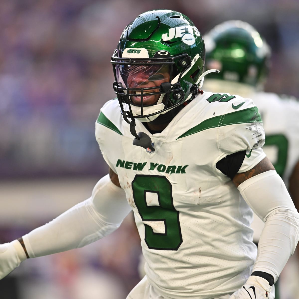 New York Jets linebacker Kwon Alexander (9) during the second half of an  NFL football game, Sunday, Oct. 23, 2022, in Denver. (AP Photo/David  Zalubowski Stock Photo - Alamy