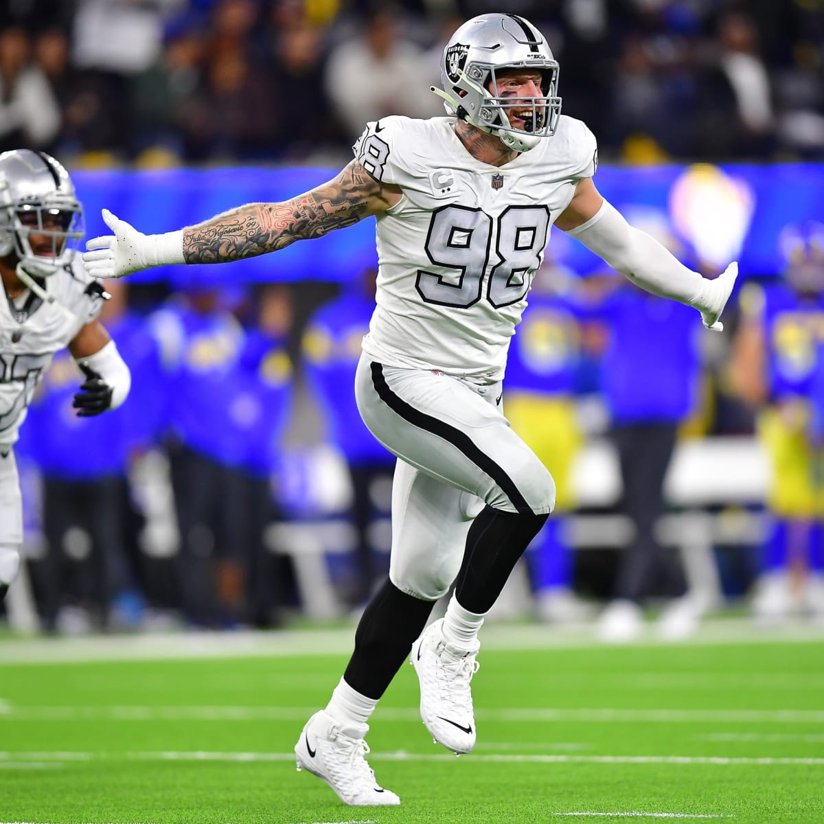 AFC defensive end Maxx Crosby of the Las Vegas Raiders (98) during the  first half of the Pro Bowl NFL football game, Sunday, Feb. 6, 2022, in Las  Vegas. (AP Photo/Rick Scuteri