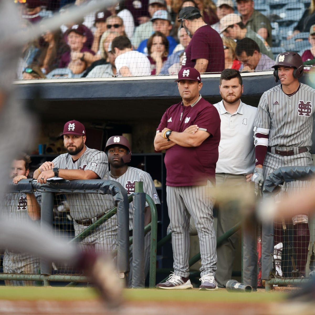 Mississippi State head baseball coach Chris Lemonis meets with