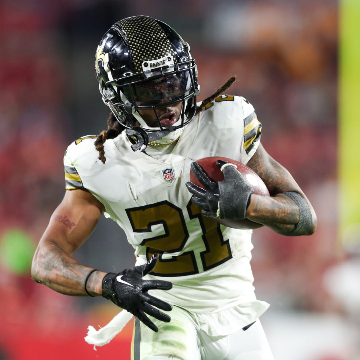 New Orleans, Louisiana, USA. 18th Dec, 2022. (left to right) New Orleans  Saints cornerback Bradley Roby celebrates intercepting the Atlanta Falcons  ball with New Orleans Saints cornerback Alontae Taylor in an NFL