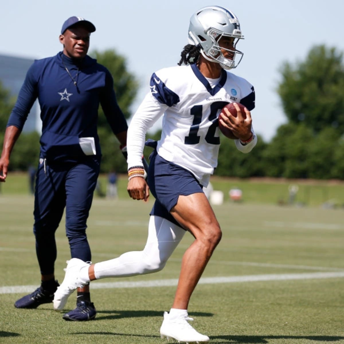 Dallas Cowboys wide receiver Jalen Tolbert (18) warms up prior to an NFL  Football game in Arlington, Texas, Thursday, Nov. 24, 2022. (AP  Photo/Michael Ainsworth Stock Photo - Alamy