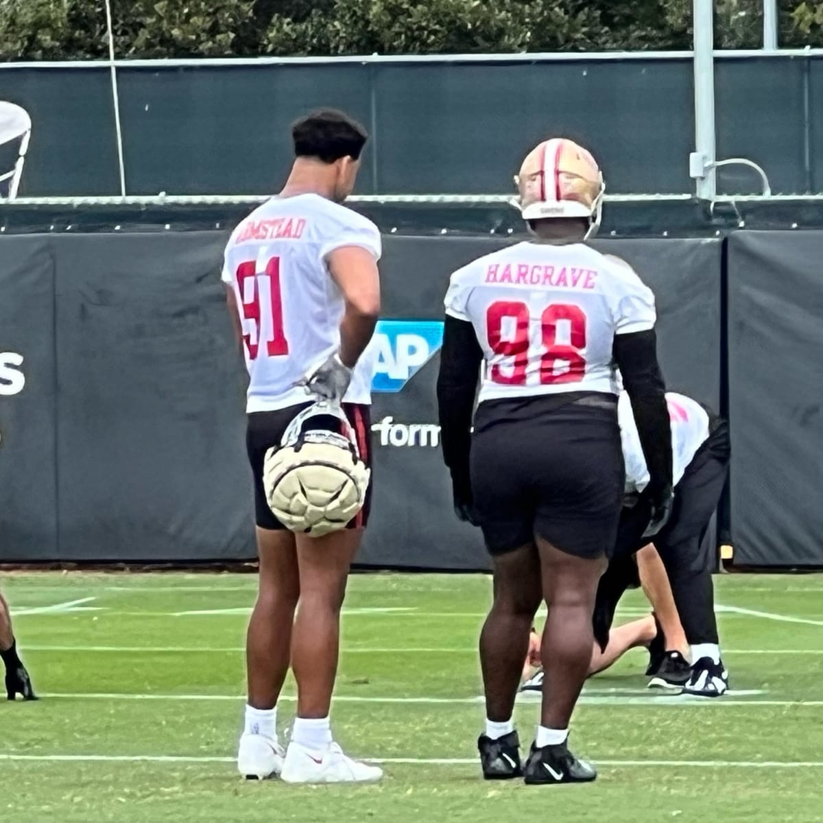 San Francisco 49ers: First look at @cantguard5 & @3_too_live in red and  gold @rkangphoto/NFL…