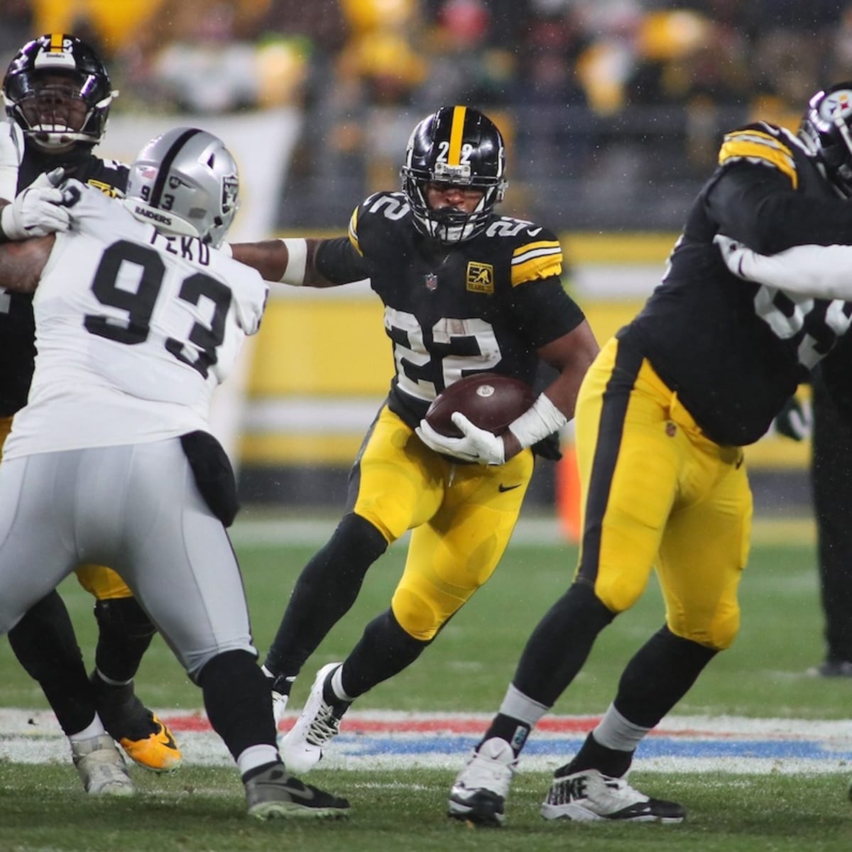 Pittsburgh Steelers defensive end DeMarvin Leal during an NFL football game  against the New York Jets at Acrisure Stadium, Sunday, Oct. 2, 2022 in  Pittsburgh, Penn. (Winslow Townson/AP Images for Panini Stock