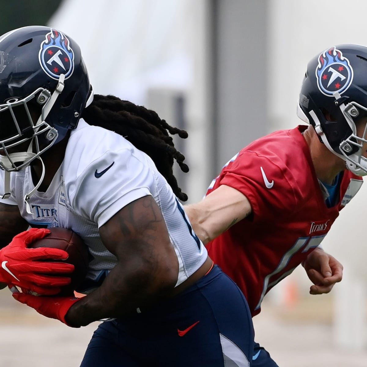 Tennessee Titans running back Derrick Henry warms up at the NFL football  team's practice facility, June 14, 2022, in Nashville, Tenn. The Titans are  trying to repeat their success as the AFC's