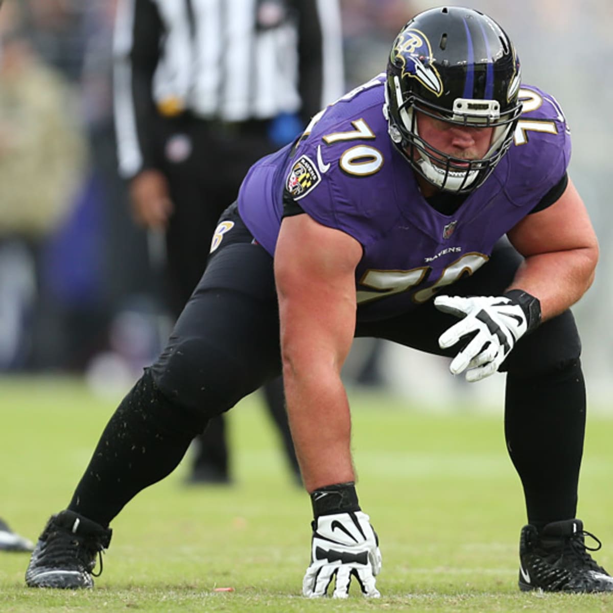 Baltimore Ravens guard Kevin Zeitler (70) blocks during an NFL football  game against the Miami Dolphins, Sunday, Sept. 18, 2022 in Baltimore. (AP  Photo/Daniel Kucin Jr Stock Photo - Alamy