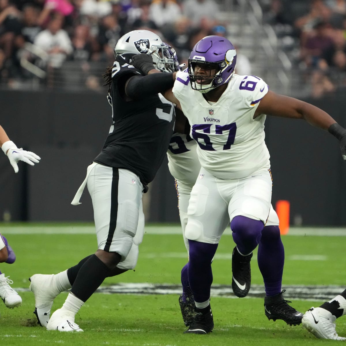 Minnesota Vikings guard Ed Ingram walks off the field before an NFL  football game against the Green Bay Packers, Sunday, Sept. 11, 2022, in  Minneapolis. (AP Photo/Bruce Kluckhohn Stock Photo - Alamy