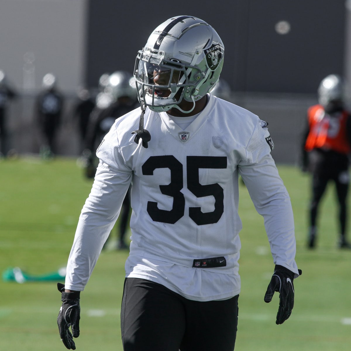 Las Vegas Raiders running back Zamir White (35) leaves the field