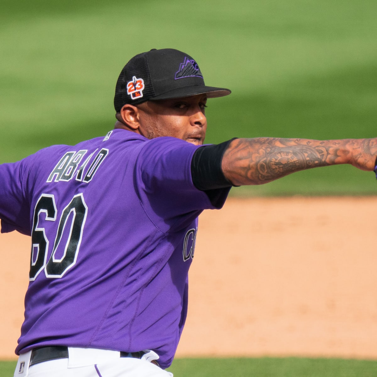 DENVER, CO - JULY 18: Colorado Rockies relief pitcher Fernando Abad (60)  pitches in the fourth inning during an interleague game between the Houston  Astros and the Colorado Rockies at Coors Field