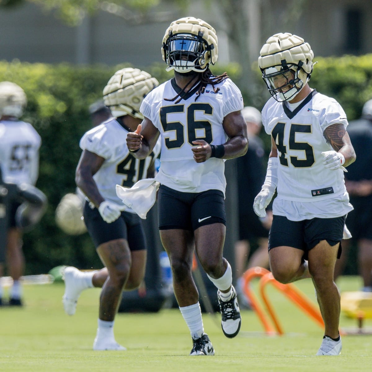 New Orleans Saints linebacker Marvin Mitchell (50) walks off the field at  the conclusion of the morning practice session at NFL football training  camp in Metairie, La., Sunday, Aug. 16, 2009. (AP