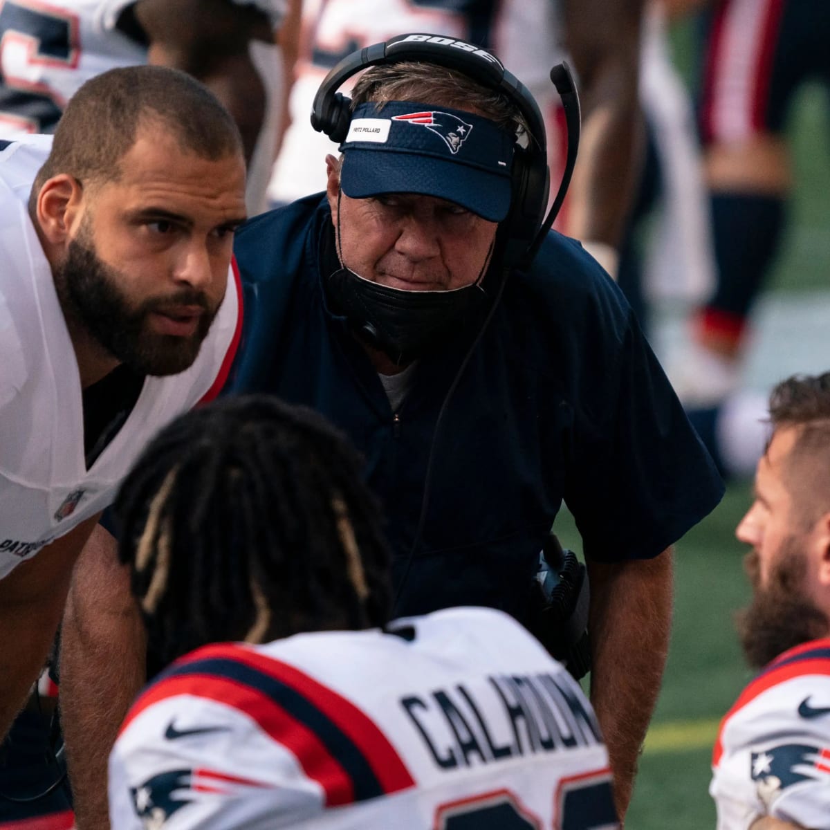 Patriots' Lawrence Guy on the field at training camp amid ongoing