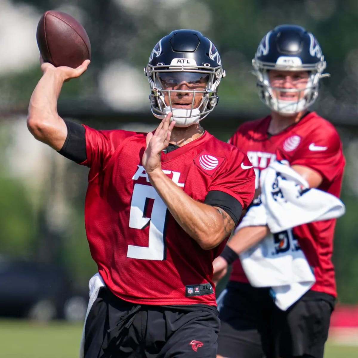 Atlanta Falcons quarterback Taylor Heinicke gets up after being sacked by  the Pittsburgh Steelers during the first half of a preseason NFL football  game Thursday, Aug. 24, 2023, in Atlanta. (AP Photo/Gerald